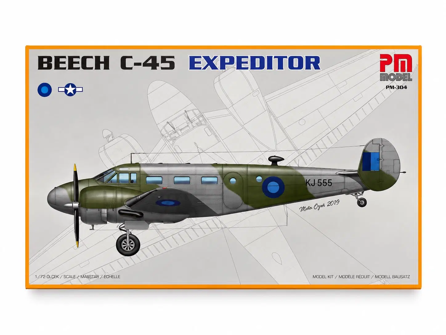 Beechcraft C-45 Expeditor BURMA KJ555 Pm Model Eğitim Uçağı Demonte Plastik Maketi
