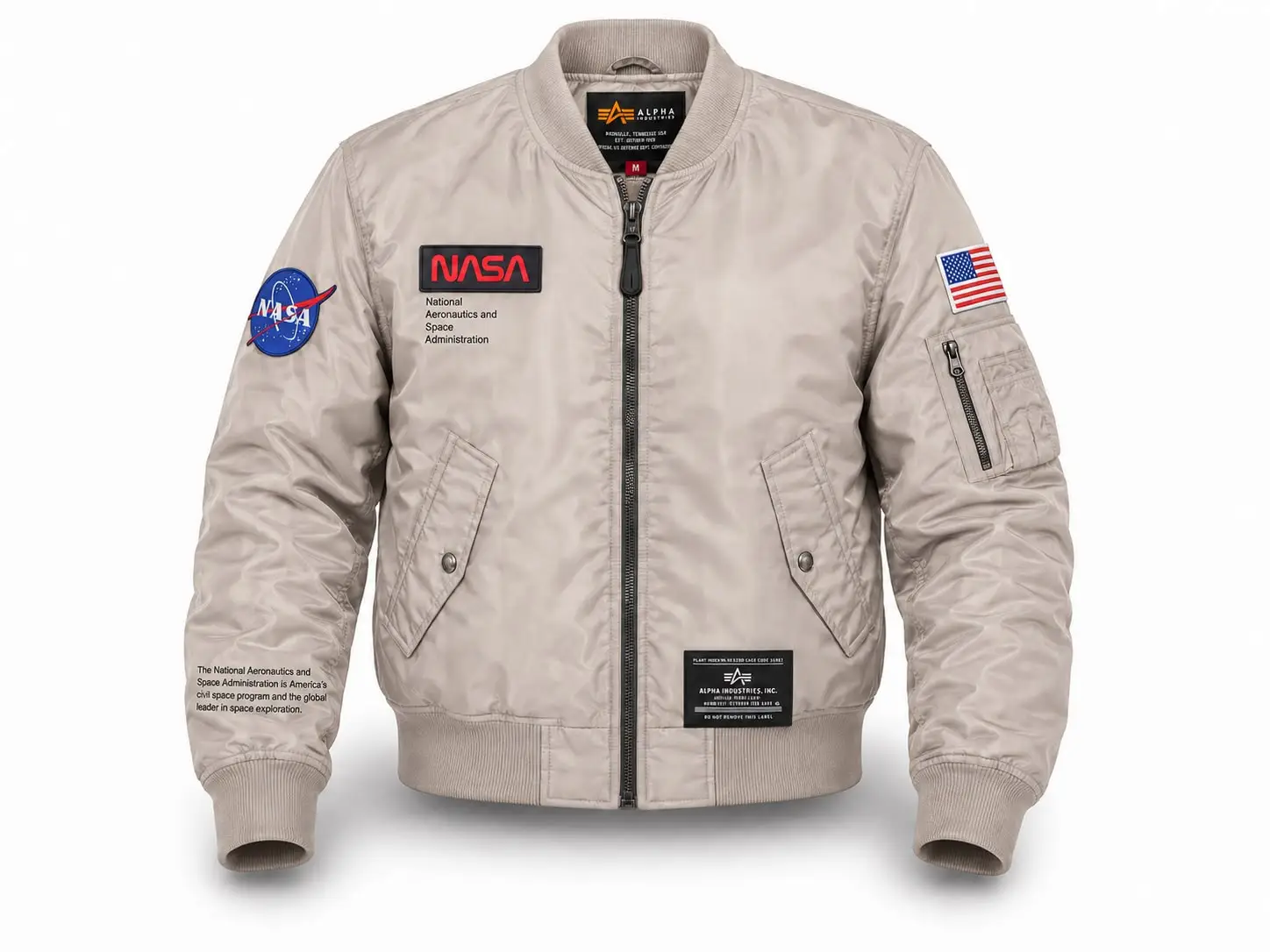 Ribana Yakalı Pilot Montu Krem "NASA"