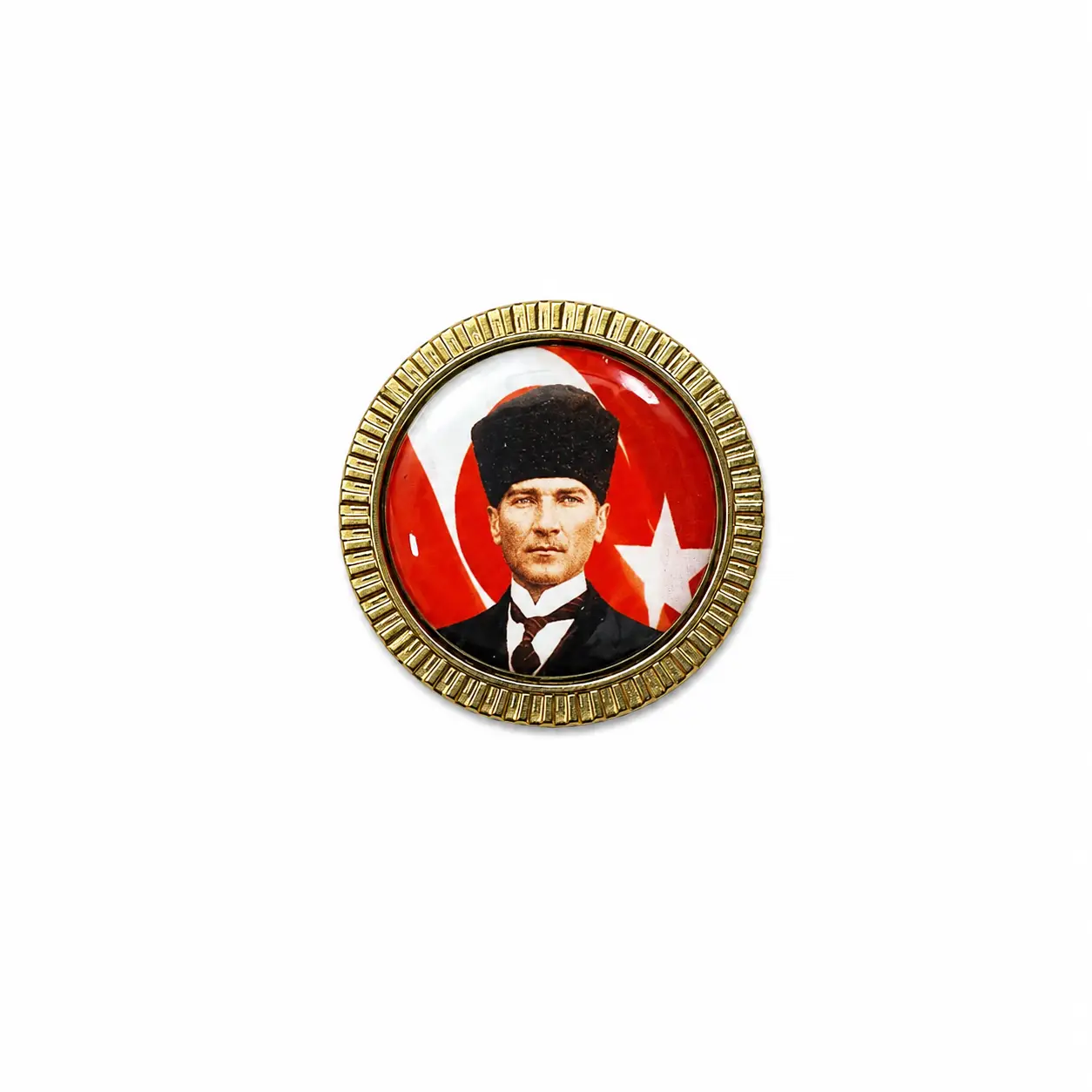 Rozet Atatürk Çember Bayraklı Altın