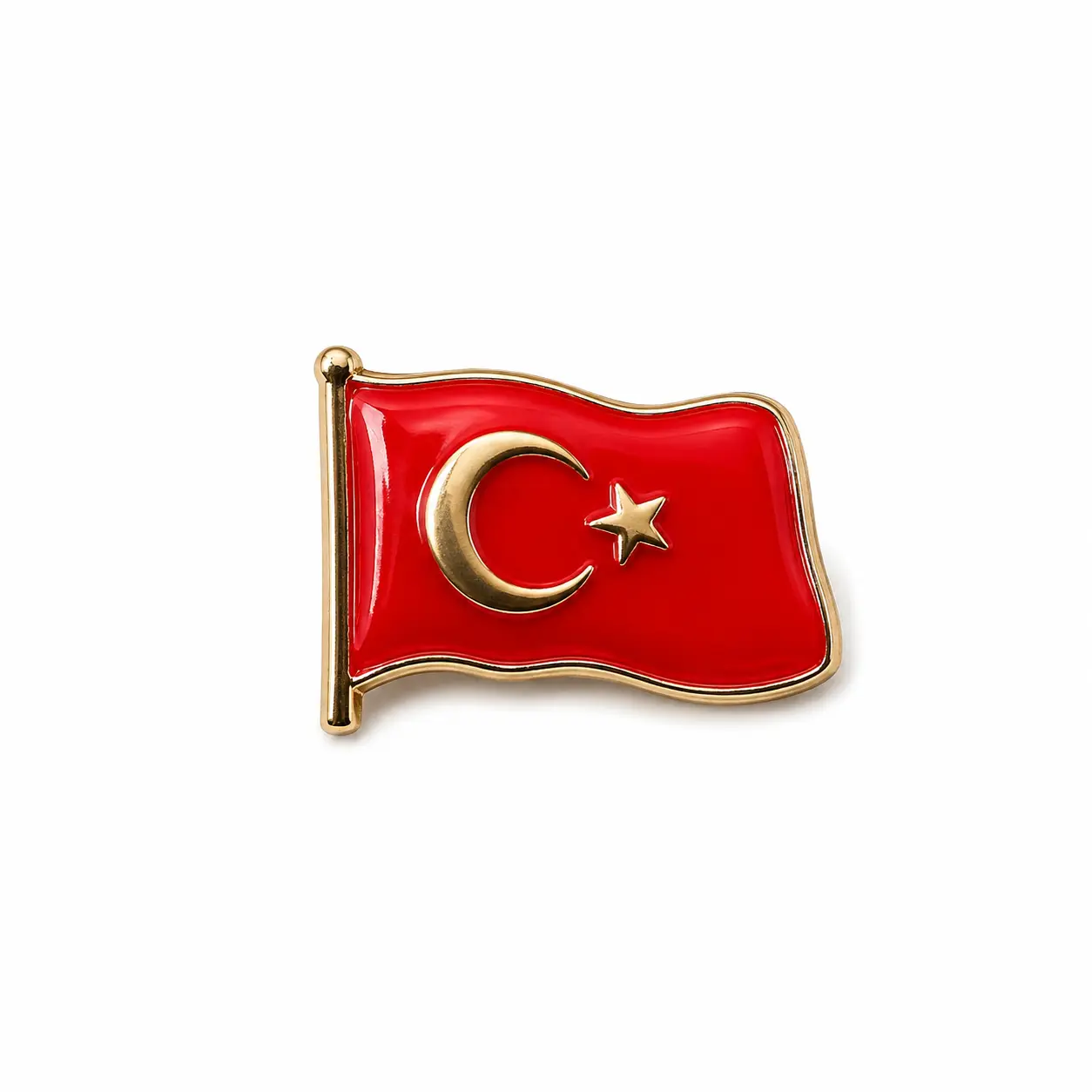 Rozet Türk Bayrağı Gönderli 