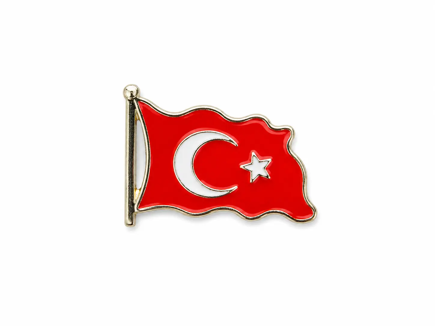 Rozet Türk Bayrağı Gönderli Gümüş Beyaz Küçük